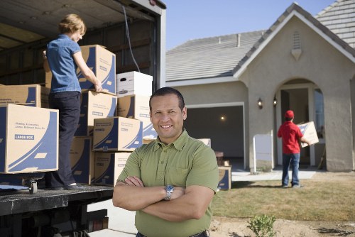 Team of movers organizing the moving process