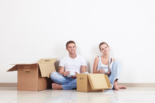 Moving van parked at a home ready for loading