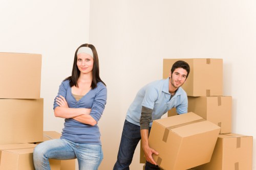 Secure packing of fragile items by movers